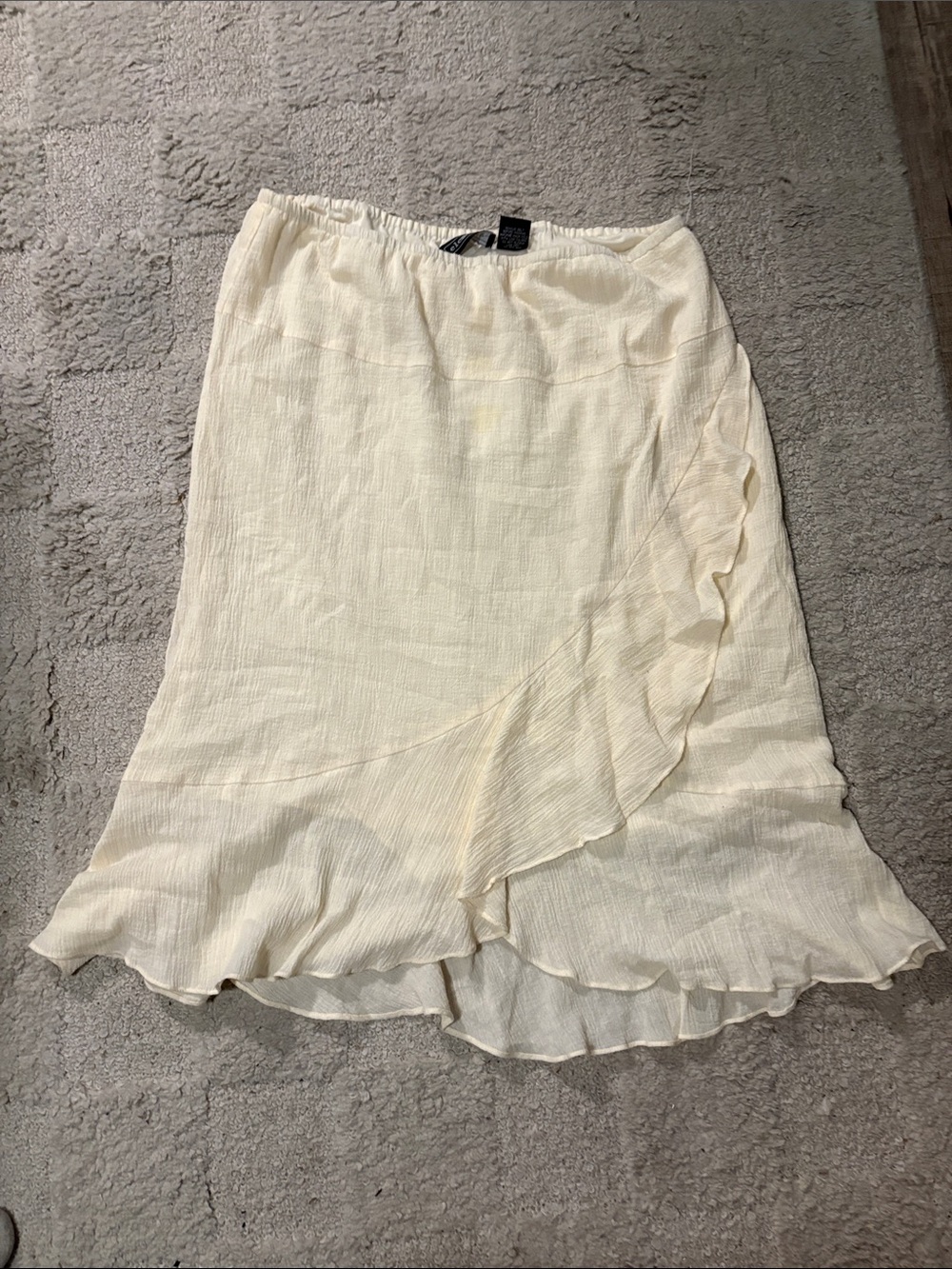 Elementz Cream Ruffle High-Low Midi Skirt
